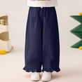 thumbnail image 6 of hengsof Girls Spring Summer Solid Elastic Waist Casual Pants Cute Ruffle Hem Cotton Loose Comfortable Long Pants for 2-14 Years Kids, 6 of 7