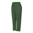 thumbnail image 4 of Linen Pants Women Linen Pants Women​Cropped Pants Casual Button Design Daily Wear Womens Linen Pants Green M, 4 of 4