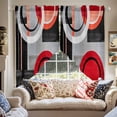thumbnail image 2 of Red Gray Black Swag Valances for Windows 2 Pack Abstract Round Modern Art Swag Kitchen Curtains 36 Inches Long Rod Pocket Short Window Treatment for Kitchen Bathroom 36"x36", 2 of 8