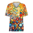 thumbnail image 5 of GaThRRgYP Women's V Neck Short Sleeve Workwear Tops,Women's Loose Casual Short Sleeve V Neck T Shirts Printed Tshirts Blouses Orange M, 5 of 5