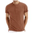 thumbnail image 1 of FhsagQ Men's Shirts Mens Shirts Tops Xsmall Men'S Summer Casual Button up O Neck Solid Color Shirts Short Sleeves Men's Shirts Tops Long Mens Shirts Tops with Coffee S, 1 of 7
