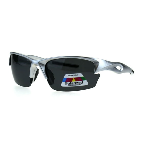 Polarized Antiglare Mens Baseball Half Rim Sport Light Weight Sunglasses Silver Black