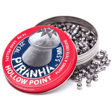 Crosman Piranha Premier Hollow Point Pellets, 14.3 Grain, .22 Cal, (Best 22 Caliber Pellets)