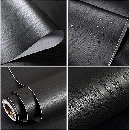 Black Wood Contact Paper Self Adhesive Shelf Liner Covering For