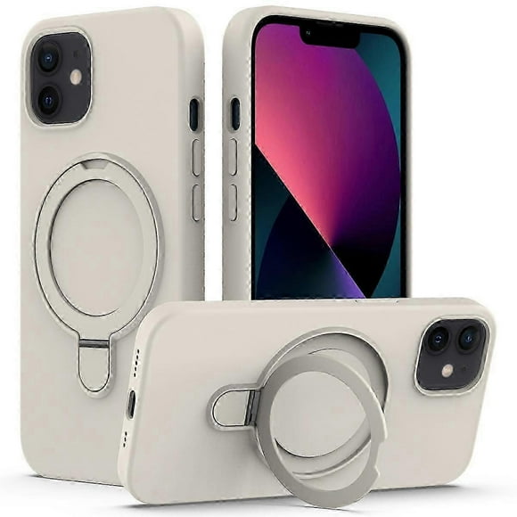 For iPhone 11 Magnetic Case with Ring Kickstand PC+Silicone Drop-Proof Phone Cover