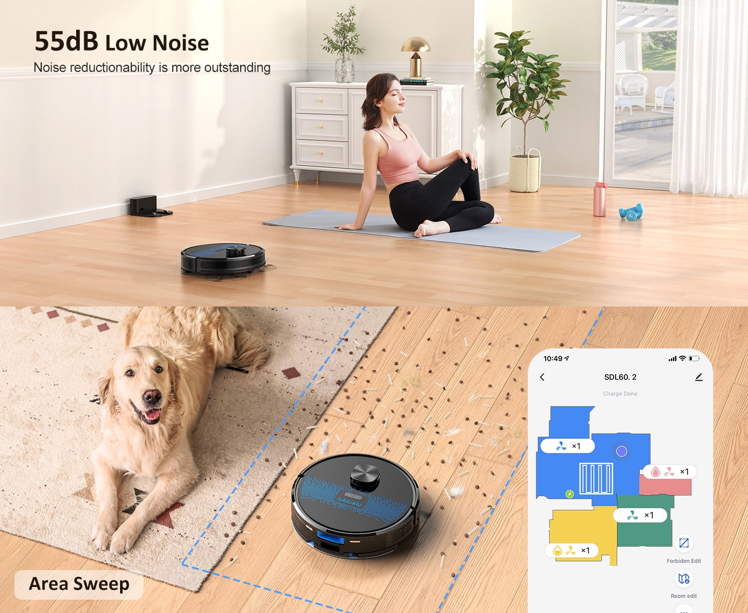 Lubluelu Robot Vacuum and Mop Combo 4000Pa, LiDAR Navigation, 3 in 1  Robotic Vacuum Cleaner with Laser, 5 Smart Mapping,10 No-go Zones, App/Alexa