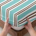 thumbnail image 3 of Cal.King Size Fitted Sheet Set - Teal Brown Striped 3 Piece Bedding Sets 16" Deep Pocket Fitted Sheet with 2 Pillowcases, Modern Farmhouse Vertical Stripes Brushed Microfiber Hotel Luxury Bed Sheets, 3 of 9