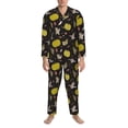 thumbnail image 3 of Daiia yellow Pumpkin Corn for Men's Long-Sleeved Pajama Set – Soft & Comfortable Sleepwear Button-Up Pajamas Cozy Lounge Wear-Medium, 3 of 7