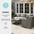 thumbnail image 6 of Martha Stewart Indoor-Outdoor Modular Patio Sofa in Gray Rattan Wicker with Gray All-Weather Cushions, 6 of 9