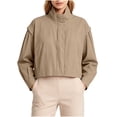 thumbnail image 2 of AnuYalue Women's Cropped Jackets Casual Sun Protection Full Zip Long Sleeve Outwear Fashion Workout Track Jacket with Pocket, 2 of 9