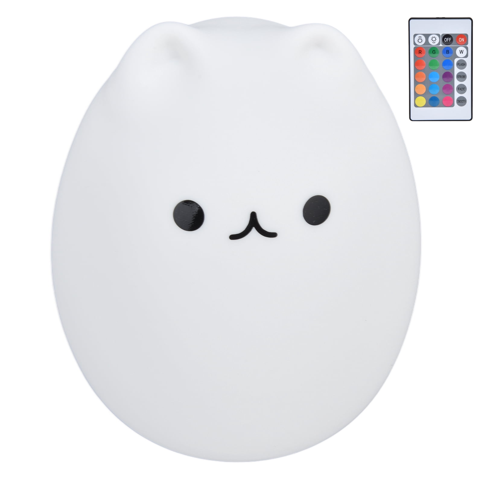 YAHHU Silicone LED Cat Night Light with Remote Control, USB Rechargeable RGB Color Changing Lamp, Portable Nursery Light, 4.8 inches / 12.2 cm for Kids Baby Bedroom Decoration & Gift, Multicolor