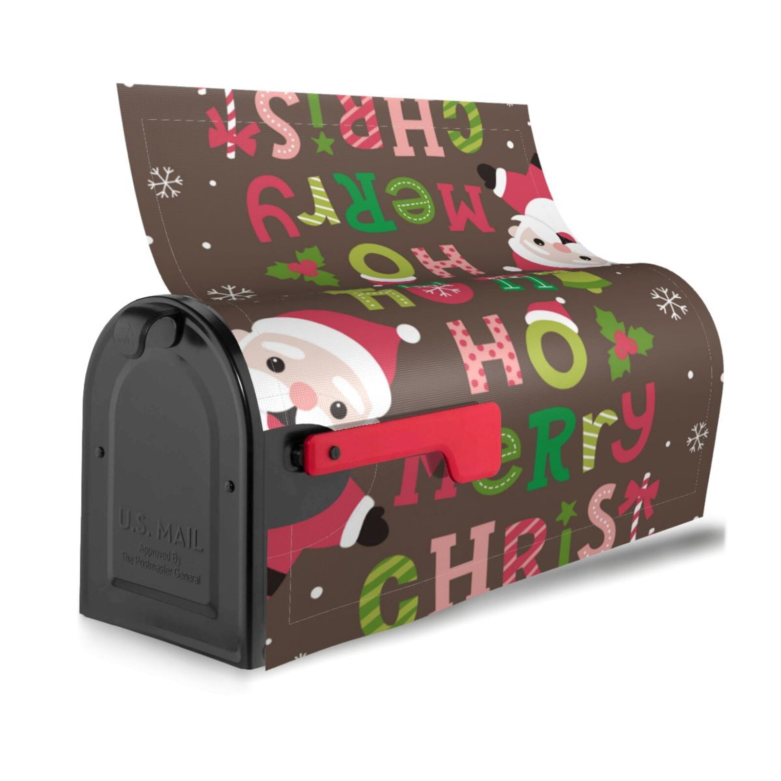 Logiee Ho Ho Ho Merry Christmas Print Post Letter Box Wrap Decor, Mailbox Cover Suitable for Standard Mailbox and Large Size Mailbox,Outdoor Yard Decoration-25.5x21 in