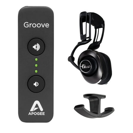 Apogee Electronics Groove USB DAC and Headphone Amplifier with Blue Lola Isolation Headphones & Headphone Hanger Mount