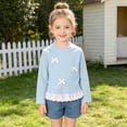 thumbnail image 2 of Emitonse Toddler Baby Girls T Shirts Girls' Cute Casual Bow Knotted Lace Edge Cardigan Top For Babies Long Sleeved Blue,Size 4-5 Years, 2 of 7