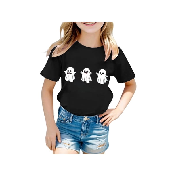 Halloween Tee Shirts for Kids Boys Girls Children Printed T Shirt Style Short Sleeved Top for 4-13 Years Old Outwear