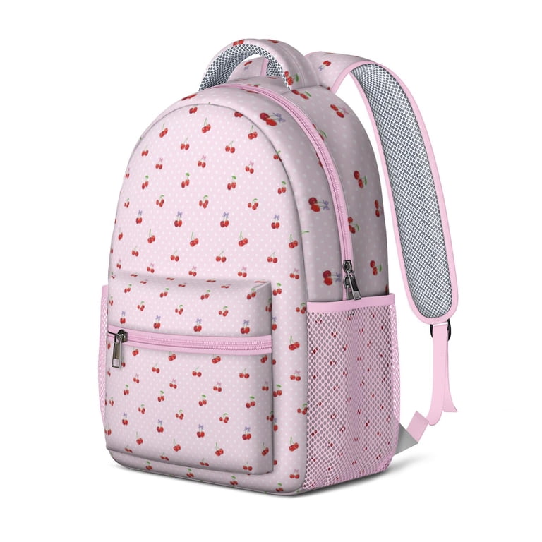 Cherry Girl Polyurethane Backpack Bookbag with Storage, Travel & Office Amazon.com: Cherry School Backpack for Girls Women, 15.6  main image 4