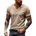 thumbnail image 5 of Trgacdwlo S-4XL Big and Tall T Shirts for Men V Neck Short Sleeve Shirts for Men Gym Workout Summer Quick Dry Khaki Shirts for Men, 5 of 6