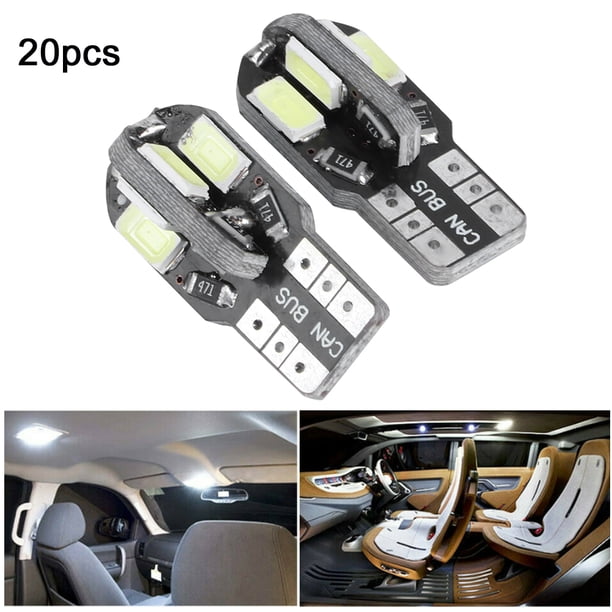 Bombilla de cuña, 20 piezas, 8 LED, bombilla LED para lateral de coche, bombilla de cuña de alto rendimiento
