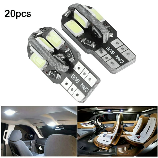 Bombilla de cuña, 20 piezas, 8 LED, bombilla LED para lateral de coche, bombilla de cuña de alto rendimiento