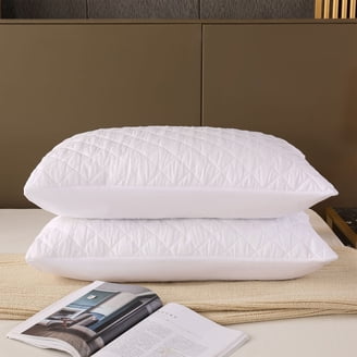 Quilted Pillow Protectors (Pack Of 2 Or 4) – Polycotton, Anti-Allergy, Zippered, White – 74cm X 48cm (Standard Size)