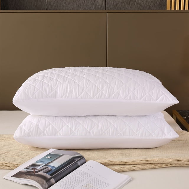 Pillows Protectors Cotton Breathable - 18.9" x 29.1" - Waterproof Stain Proof Protective Cover, Zip Closure, Machine Washable, Bed Bug Protection, Contemporary, White, JKODE