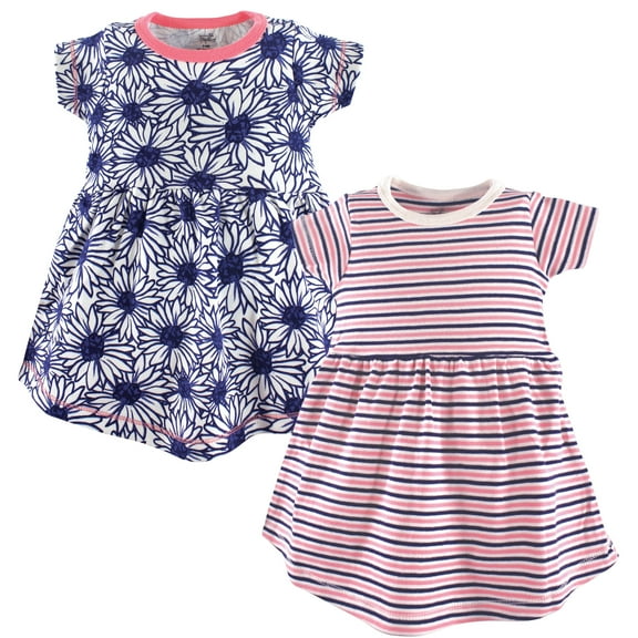 Luvable Friends Touched by Nature Short-Sleeve Dresses 2pk, Floral Meadow, 0-3M