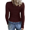thumbnail image 2 of Tunique Décontractée à Manches Longues pour Femmes Col en V Ajustée T-Shirts Basiques Col Rond Tricoté Côtelé Uni, 2 of 3