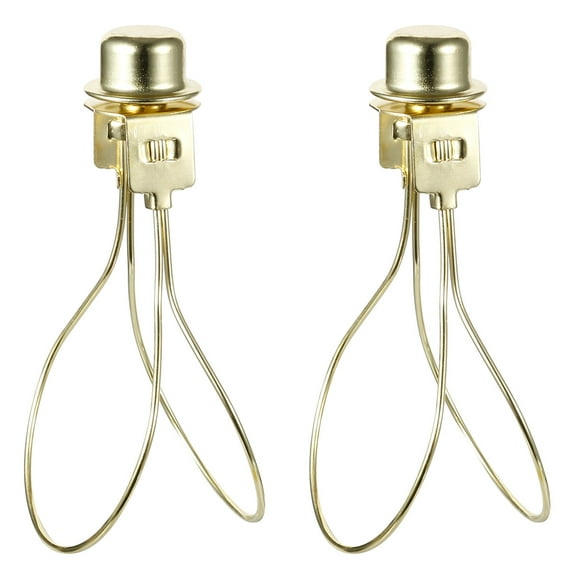 REGALWOVEN Lamp Shade Light Bulb Clip Adapter with Shade Attaching Finial Top Brass 2 Pack