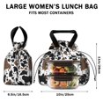 thumbnail image 5 of Cow Print Pattern Drawstring Insulated Lunch Bag for Women, Stain-Resistant Large Lunch Tote with Multi-Pockets for Work Office, 5 of 6