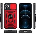 thumbnail image 4 of Sturdy Case for Apple iPhone 12 Mini (Not 12) with Slide Camera Window, Heavy Duty Military Grade Protection Phone Cover Built-in 360°Rotate Ring Stand for Apple iPhone 12 Mini SJ Red, 4 of 14