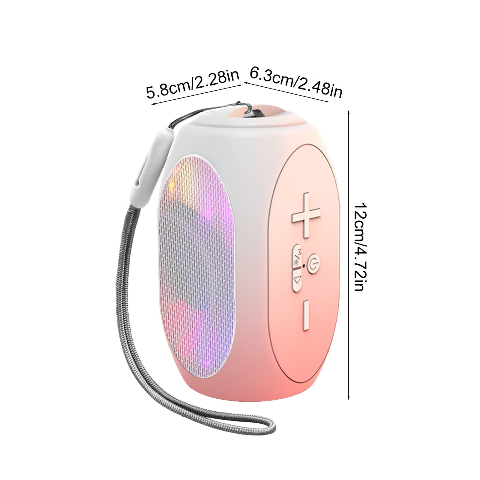 LACKUST Pink Bluetooth Speaker 5.3 with RGB Lights, Low Latency Gaming Speaker, Room-Filling Sound, Rechargeable Desktop Wireless Speaker with Hanging Rope