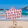 thumbnail image 2 of Yayeee Kids Hooded Towel with Hand Pockets Beach Soft Absorbent Bath Wrap 50 x 23.5 inch, Cartoon Strawberry, 2 of 5
