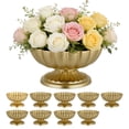 thumbnail image 1 of VEVOR - Jarrón de flores para boda (10 unidades), 11 cm, mini centro de mesa con flores, pequeño recipiente decorativo de fácil instalación, versátil soporte para arreglos florales, dorado, 1 of 9