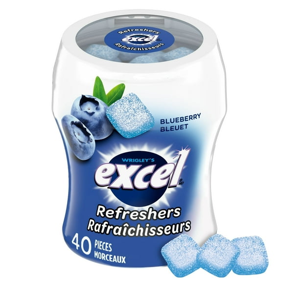 Excel Sugar-Free Gum, Refreshers Blueberry Flavored, 40pc, 80g/2.8 oz., Bottle