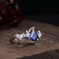 thumbnail image 2 of Vintage Kite Cut Blue Sapphire Leaf Ring in 925 Sterling Silver - September Birthstone - Anniversary Gift, 2 of 5