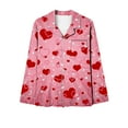 thumbnail image 2 of Womens Valentines Pajamas Sets Long Sleeve Button Down Shirts and Casual Pants Comfortable 2 Piece Home Sleepwear for Women Pink L, 2 of 7