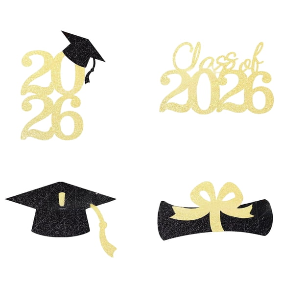 Bisitoy Double-sided 16 PCS Graduation Decorations 2026 Cake Toppers – Class of 2026 Centerpieces Picks for Graduation Theme Party Decorations Supply (Gold)