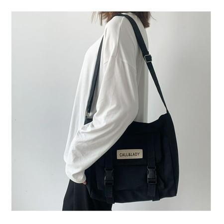 

Cloth Bag Shoulder Bag Casual Shoulder Messenger Bag for Travel Office Business Black No Pendant
