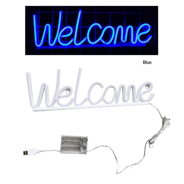 Welcome Neon Sign LED Lamp Battery Powered Creative Shape Flicker Free Decorative Bedside Neon Sign Light Ornament QingHai