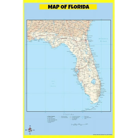 Florida Map Poster - Laminated Wall Map - Style D - 18x24 - Ideal for Classrooms and Homes – Features Bright Colors and Vivid Imagery