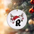 thumbnail image 6 of Black 26 Letter Christmas Tree Hanging Pendant with Reindeer Antler Decorative Balls Santa Hat 3.15" White Acrylic Discs Alphabet Keepsake for Holiday Xmas Winter Decor, 6 of 9
