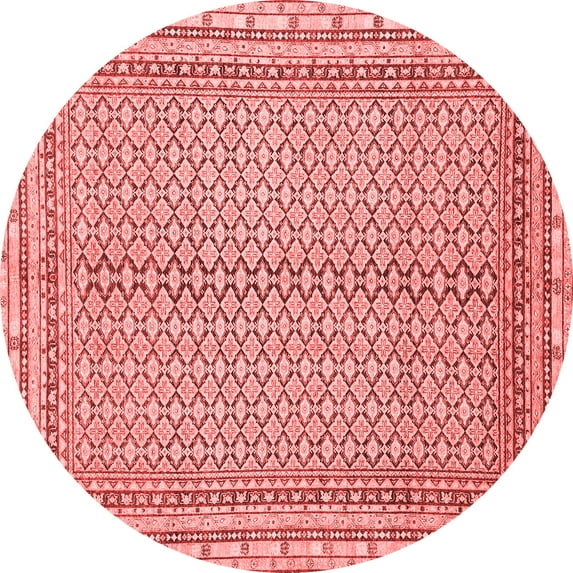 Ahgly Company Machine Washable Indoor Round Abstract Red Modern Area Rugs, 6' Round