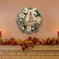 Jienlioq Christmas Clearance Classic Fir Christmas Wreath for Front Door - Artificial Pine Cone Decorations with Plaid Bow Holiday Hanging Accent Weatherproof (22 Inch)