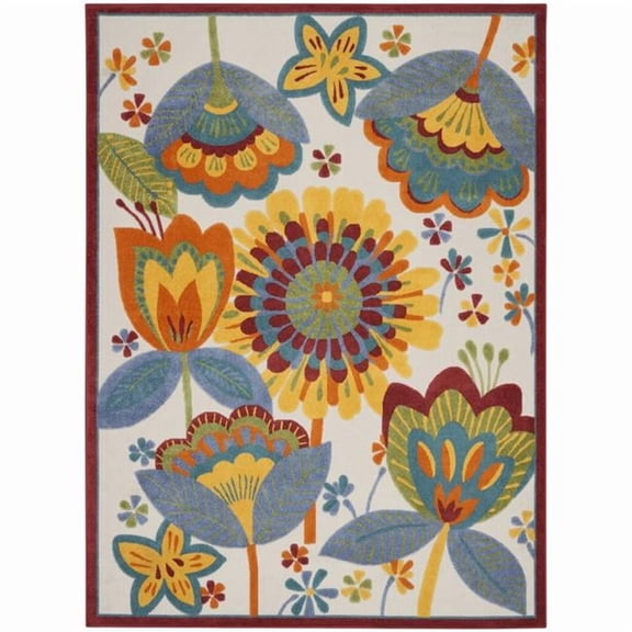 HomeRoots 546846 7 x 10 ft. Floral Indoor Outdoor Rectangle Area Rug, Multi Color