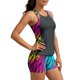 thumbnail image 5 of Traje de baño conservador de dos piezas para mujer, tankini, con sujetador acolchado, sin mangas, cuello redondo, estampado informal, traje de baño de dos piezas para mujer, trajes de baño tankini par, 5 of 9