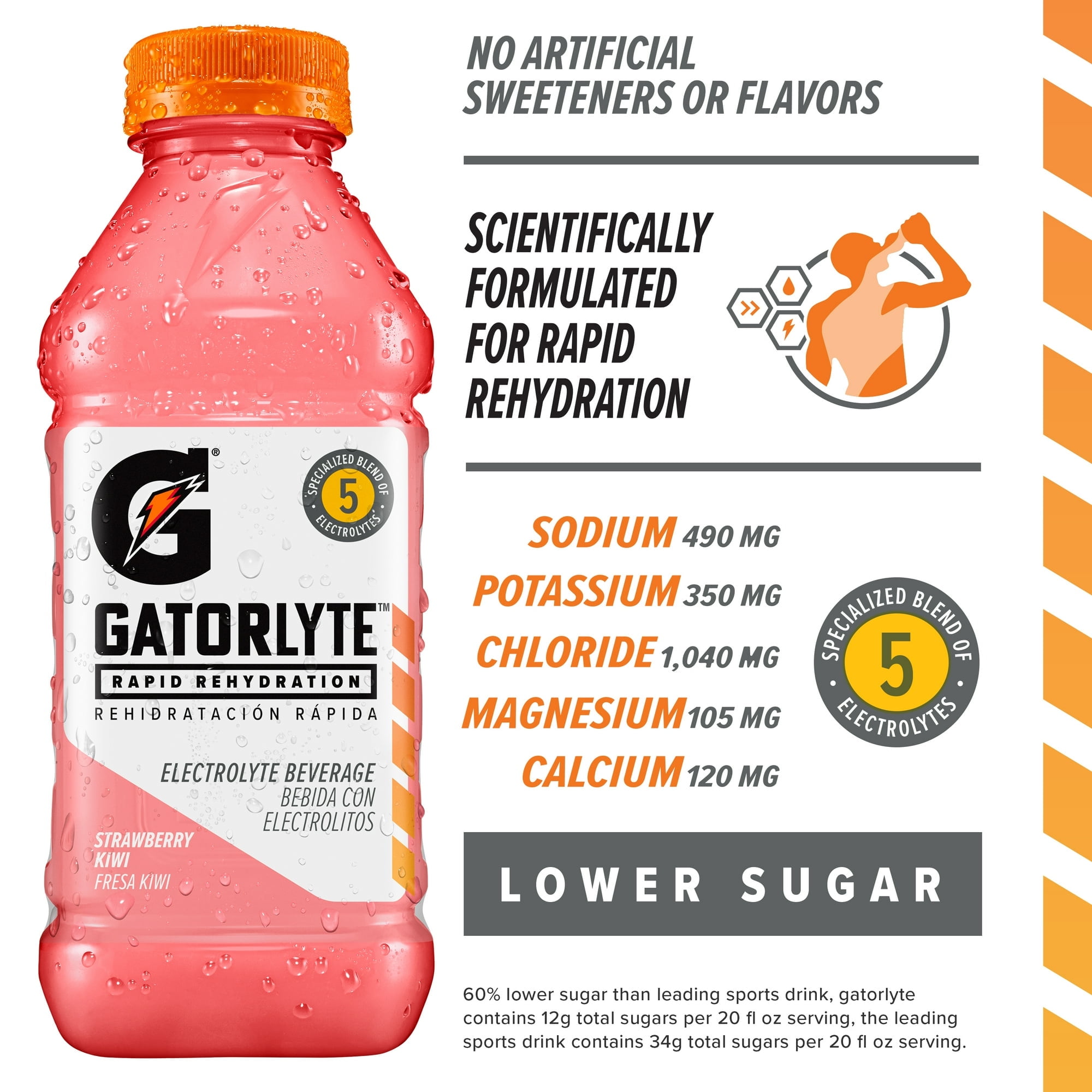Gatorade Gatorlyte, Strawberry Kiwi Sports Drinks, 20 fl oz, (Pack of 6)