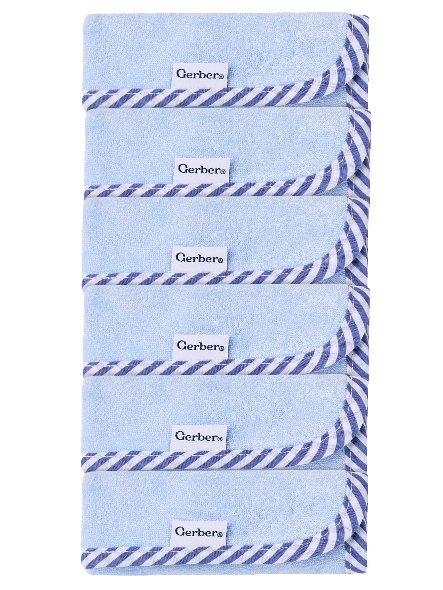 Gerber Baby Boy Blue Absorbent Knit Terry Washcloth, 6-Pack, One Size