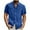 Blue, variant on Men's Linen Button Down Shirts Casual T-Shirt with Solid Short Sleeve Stand Collar Buttons for Men's Solid Color Tops Olive Green