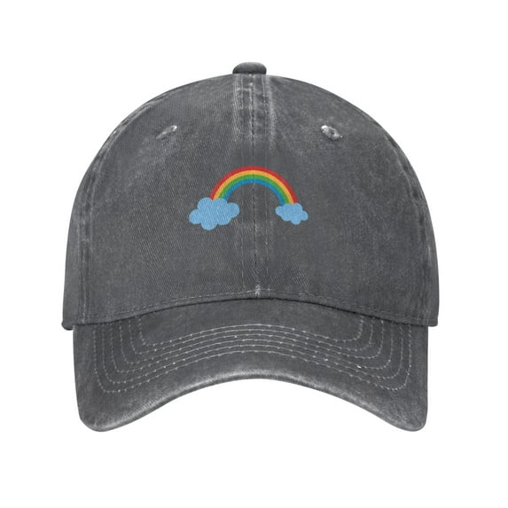 ZICANCN Adjustable Baseball Cap Women, Colorful Rainbow Cloud Hats for Men Adult Washed Cotton Denim Baseball Caps Fashion, Deep Heather