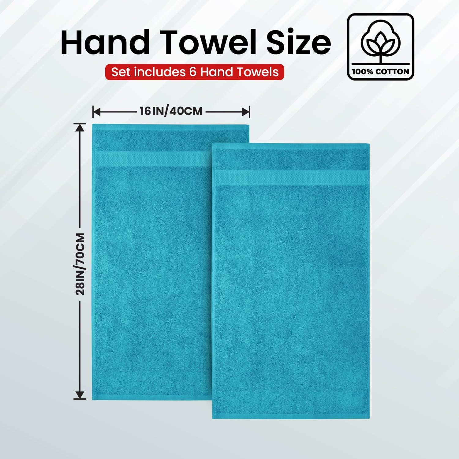 Infinitee Xclusives Premium Hand Towels - 100% Cotton - Teal Hand Towels | 16x28 Inch | Pack of 6